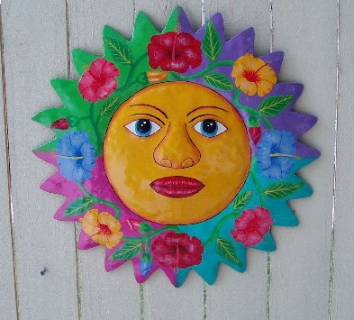 13in Metal Hibiscus Caribbean Sun